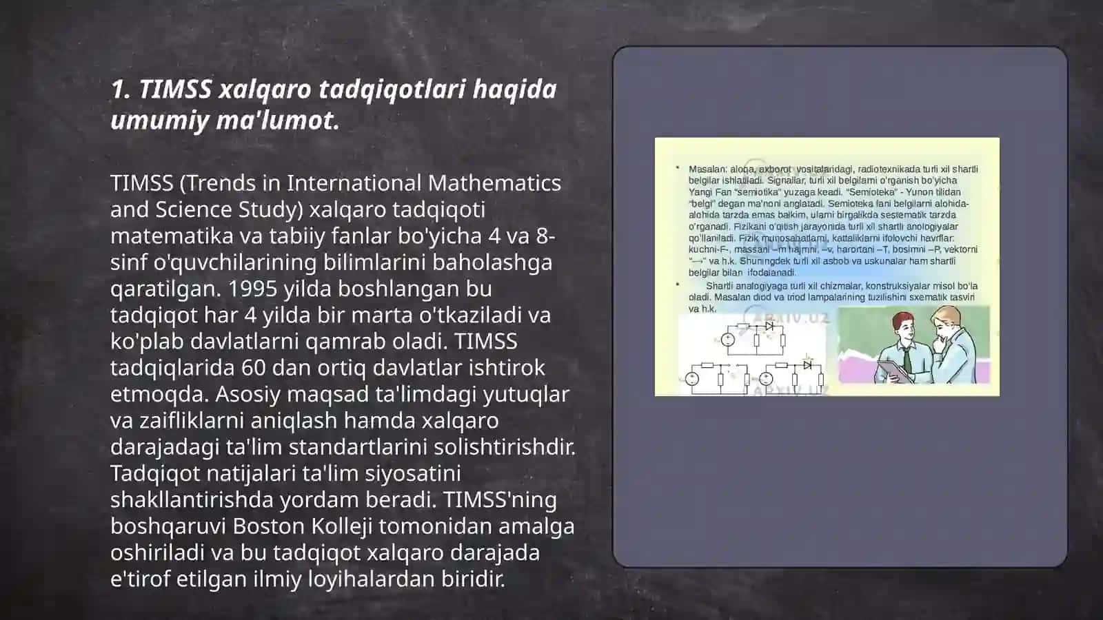 TIMSS xalqaro tadqiqotining tabiiy fanlar mazmuni bo'yicha kognitiv sohalariga doir topshiriqlar bilan ishlash metodikasi 3
