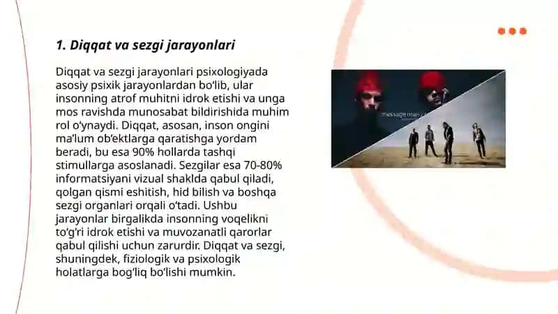 Diqqat va Sezgi. Idrok va Xayol. Хоtira. Таfakkur. 3