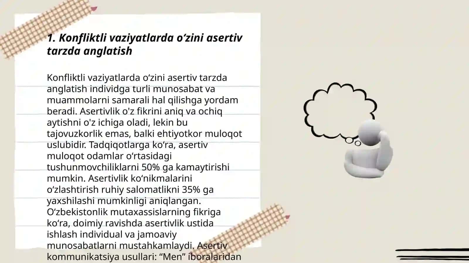 Konfliktli vaziyatlarda oʻzini anglatish qoidalari 3
