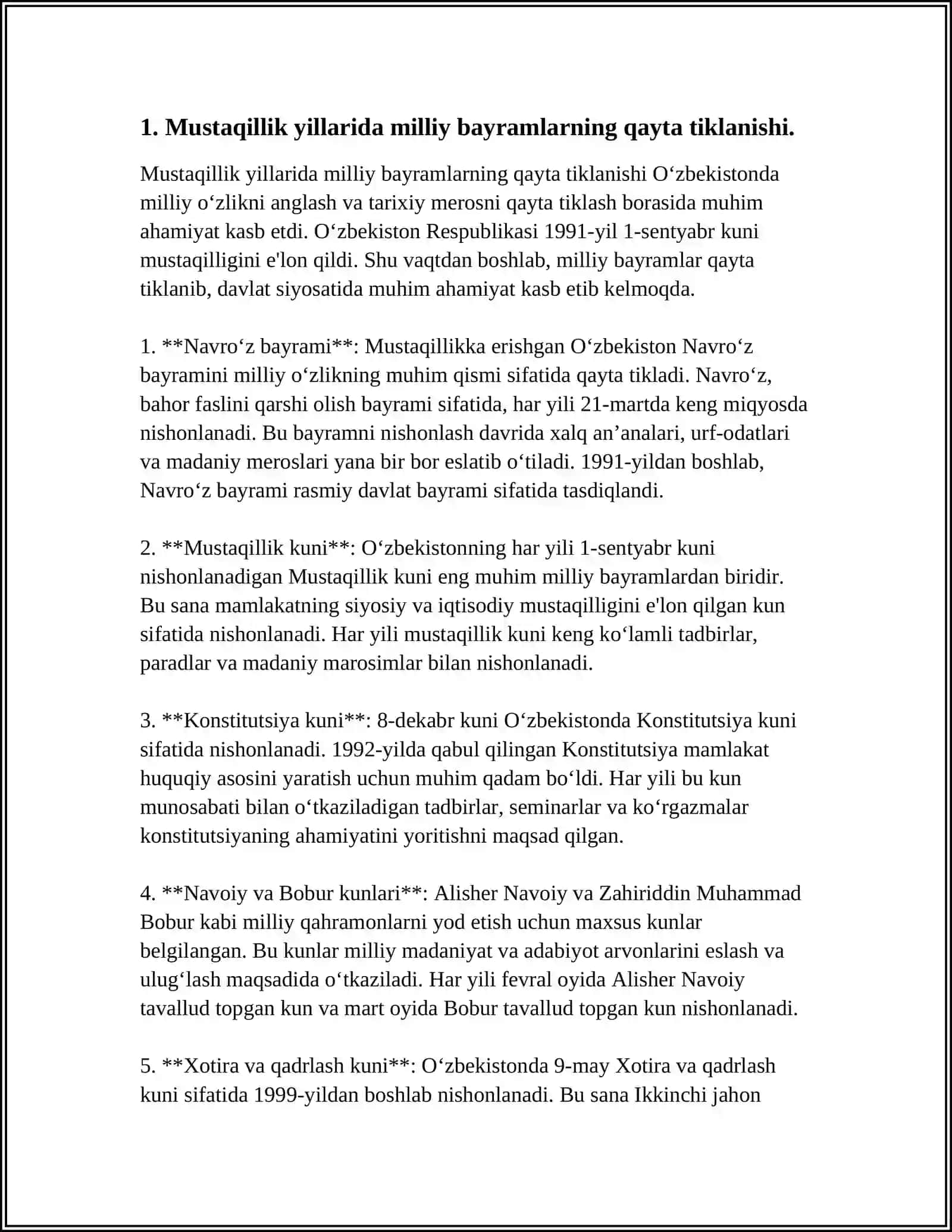 MUSTAQILLIK YILLARIDA MILLIY URF-ODATLAR ANʼANALAR VA QADRIYATLARNING QAYTA TIKLANISHI 3