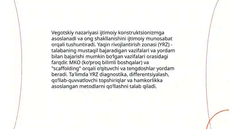 Vegotskiyning asosiy metodikasi:"yaqin rivojlantirish zonasi "metodikasi 3