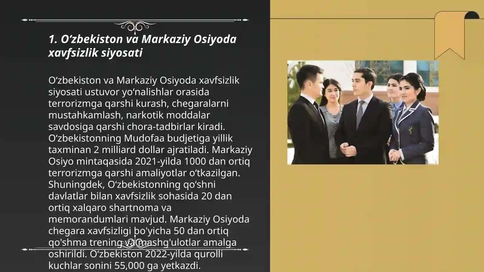 Oʻzbekistonning Markaziy Osiyoda tinchlik va barqarorlikni ta’minlashdagi oʻrni 3