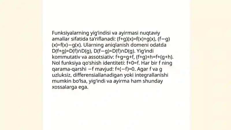 Funksiya ustida arifmetik amallar.Murakkab, teskari va davriy funksiyalar. 3