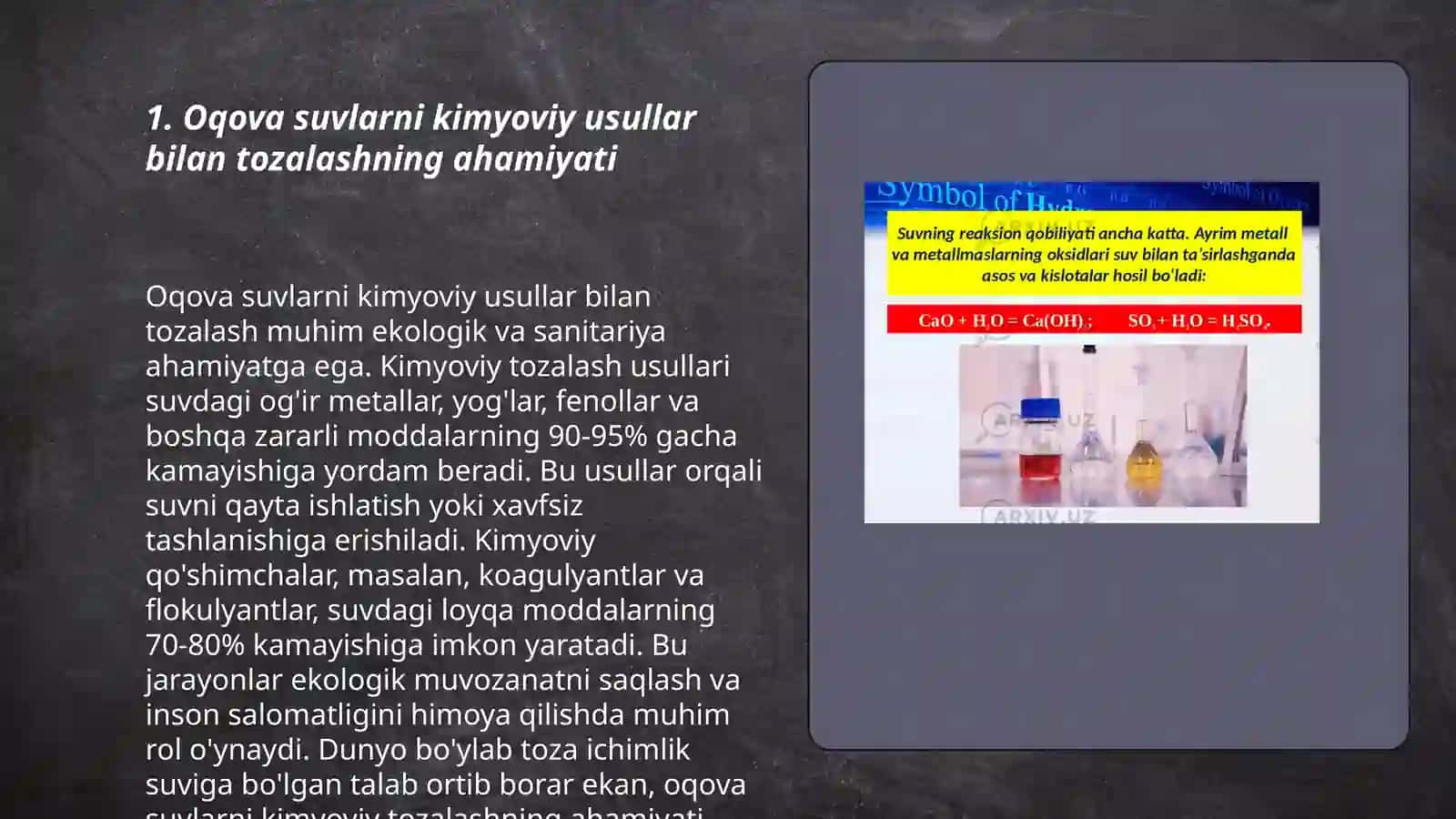 Oqova suvlarni kimyoviy usullar bilan tozalash 3