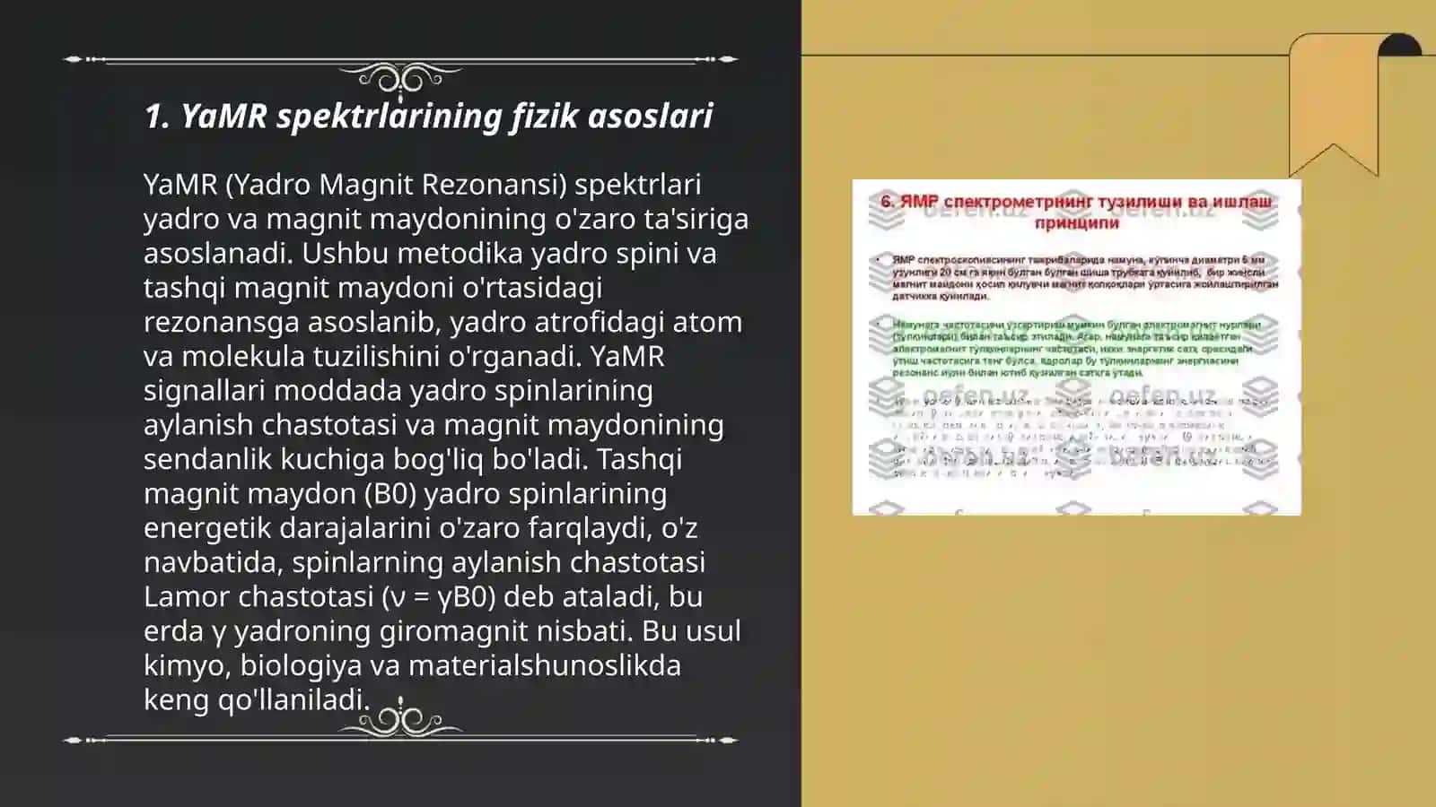 Ikki o'lchamli YaMR spektrlarining tahlili 3