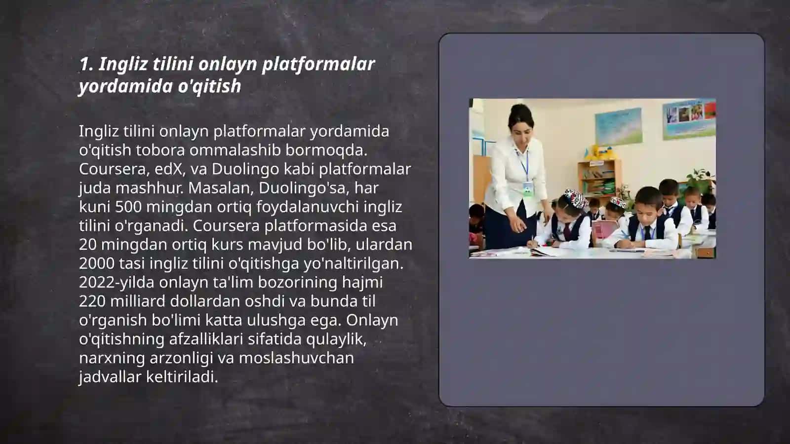 Ingliz tilini informatsion kommunikatsion texnologiyalar orqali o'qitish va taqdimot qilish 3
