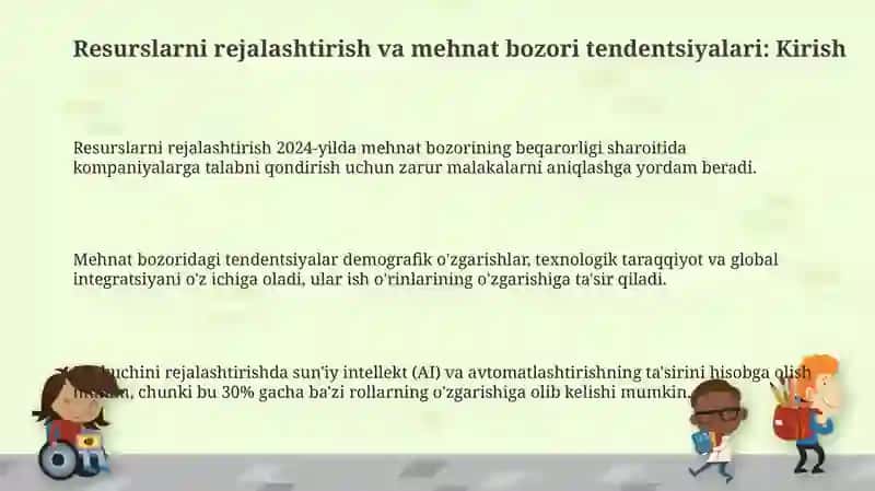 Resurslarni rejalashtirish va mehnat bozori tendentsiyalari: Kirish 3