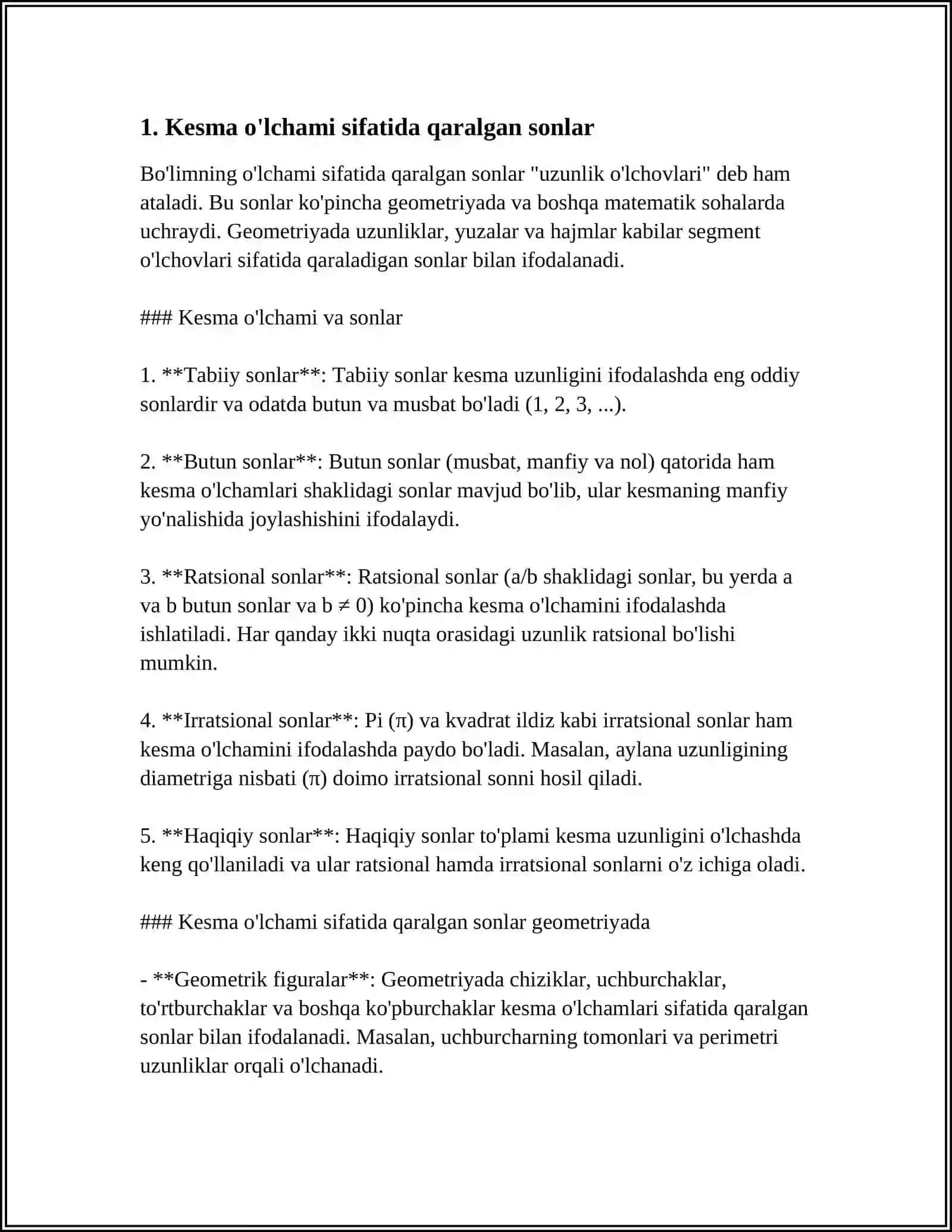 KESMALARNING O'LCHAMI SIFATIDA QARALGAN SONLAR USTIDA AREFMETIK AMALLARNI TA'RIFI VA AMALLAR BAJARISH XOSSALARI 3