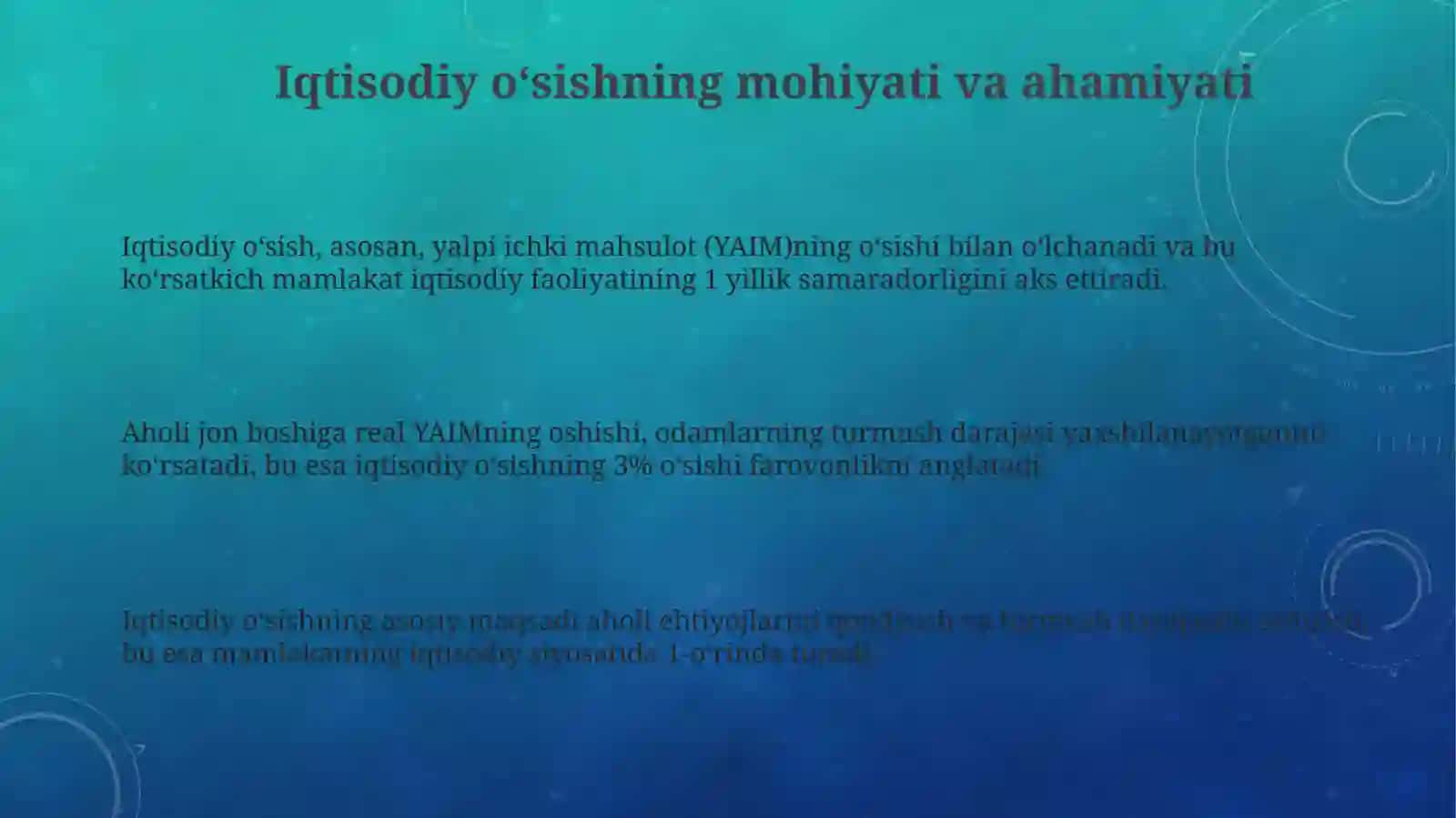 Iqtisodiy o‘sish turlari. O‘zbekistonning iqtisodiy salohiyati 3