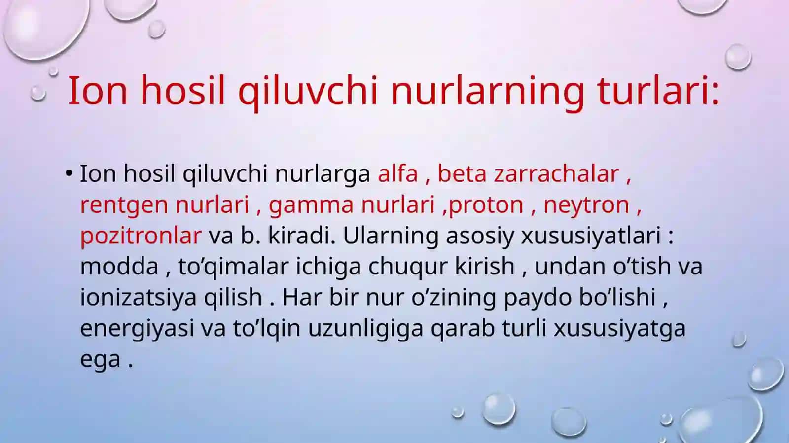 Turli nurlarni odam tanasida taqsimlanishi 3