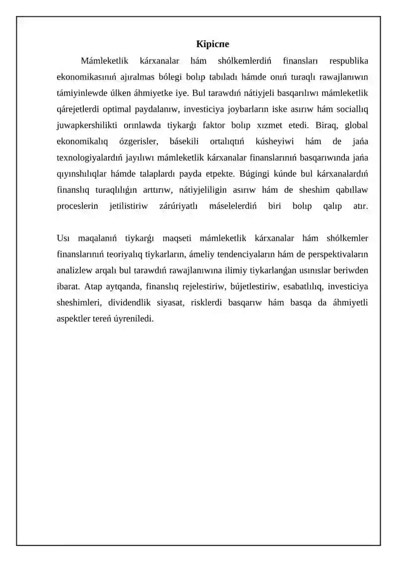 Mámleketlik kárxanalar hám shólkemlerdiń finansları 3