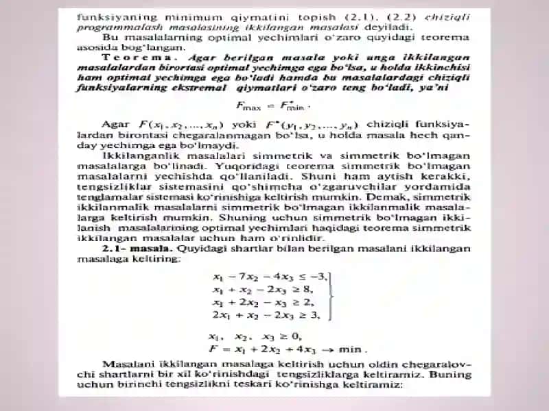 Chiziqli programmalashtirishda ikkilanish nazariyasi 3