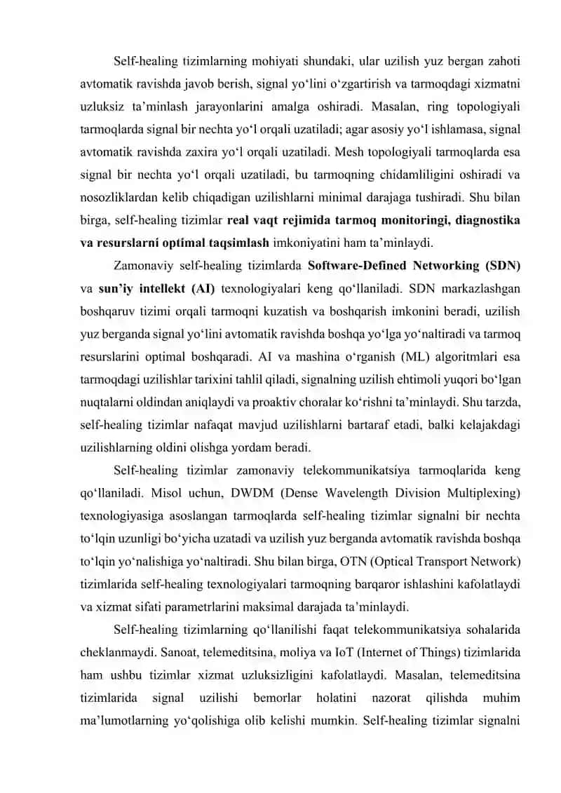 Optik tarmoqlarda “self-healing” tizimlar 3