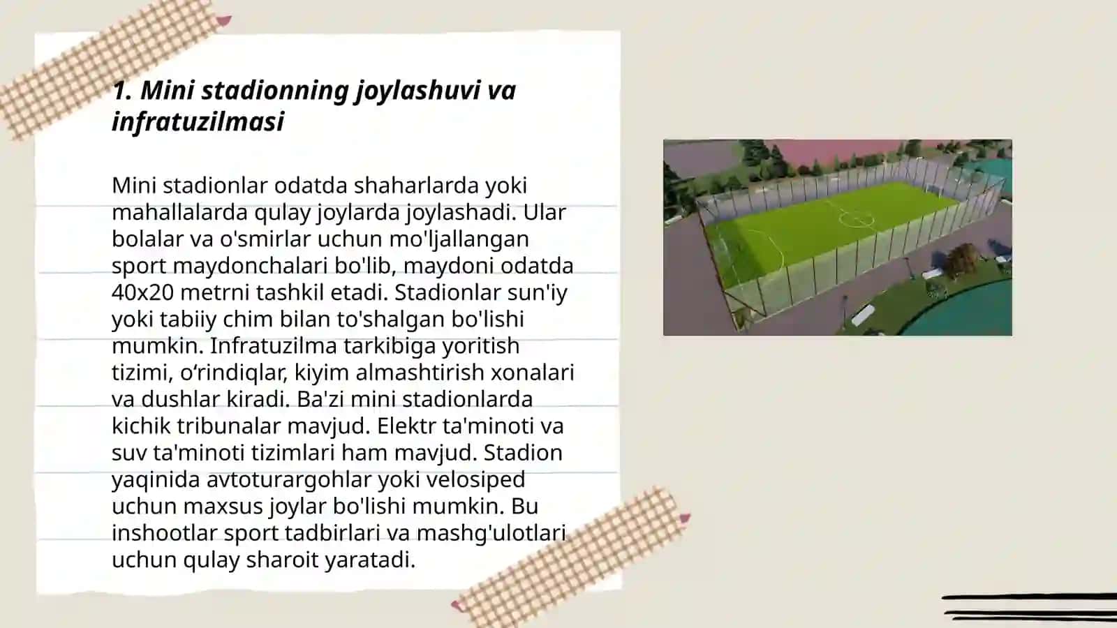Qoʻqonda Mini stadion qurish va SWOT tahlili va barcha xarajatlari 3