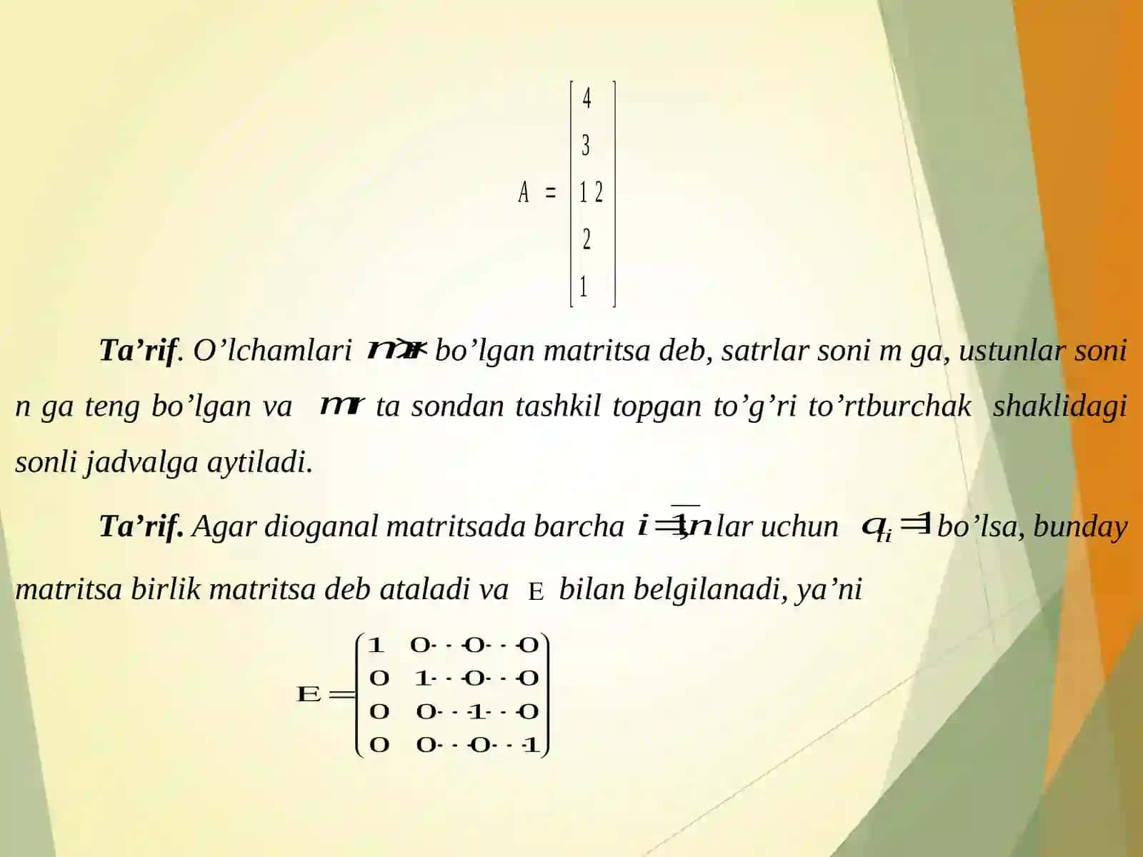 MATRITSLAR VA ULAR USTIDA AMALLAR 3