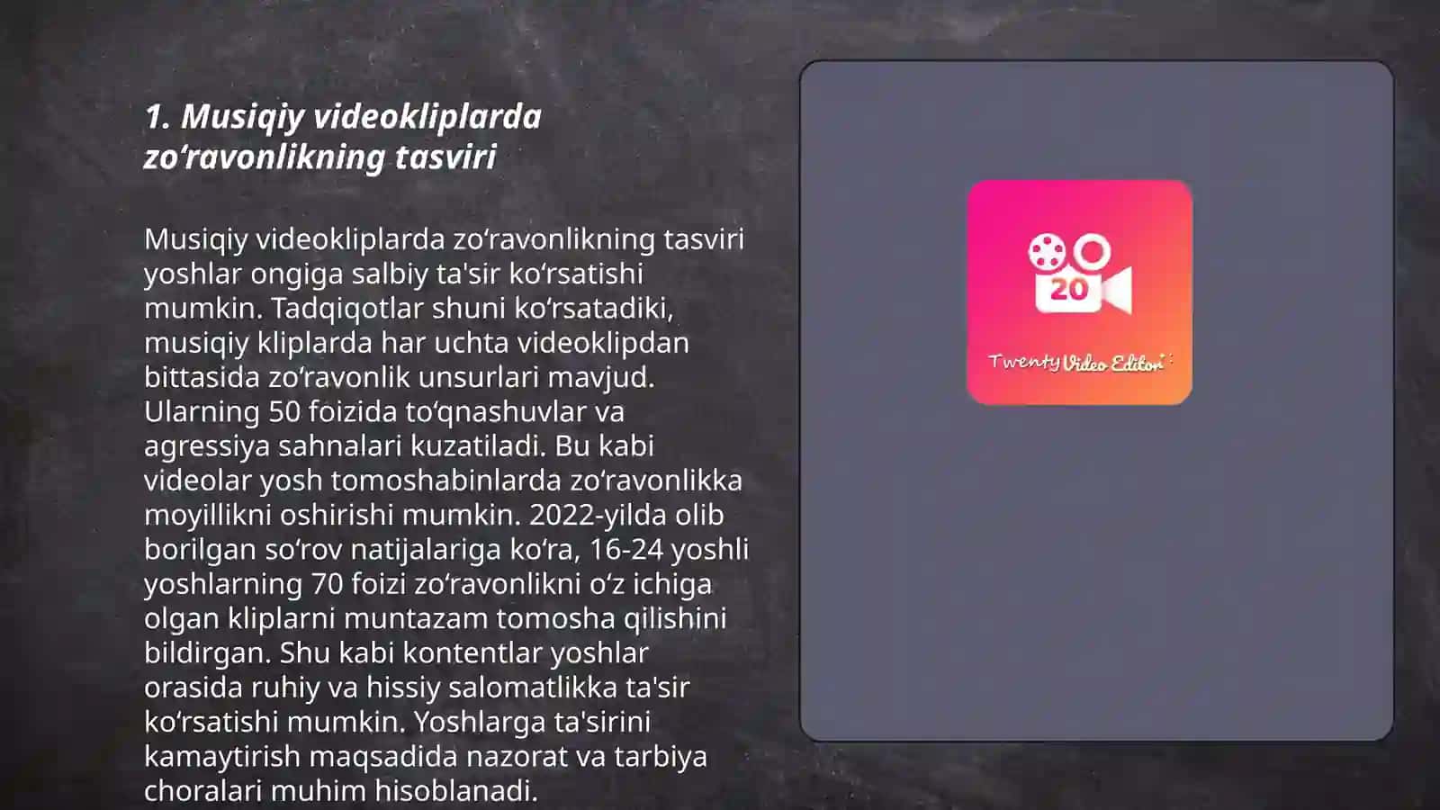 Musiqiy videokliplar va ulardagi salbiy g‘oyalar 3