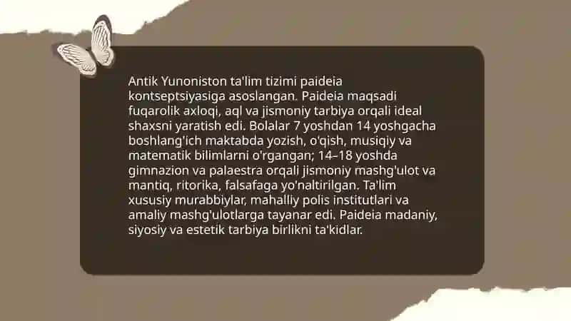 Antik davrlardan VII asrgacha tarbiya va pedagogik fikrlar 3