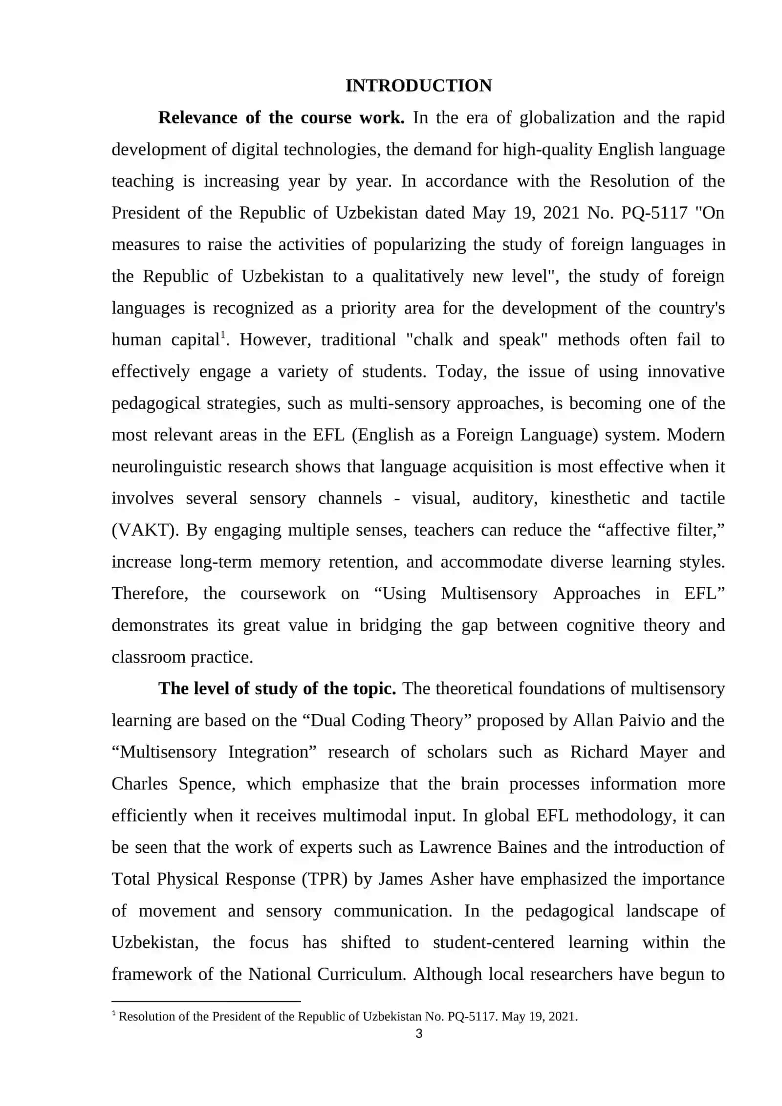 THEORETICAL FOUNDATIONS OF MULTISENSORY APPROACHES IN EFL 3