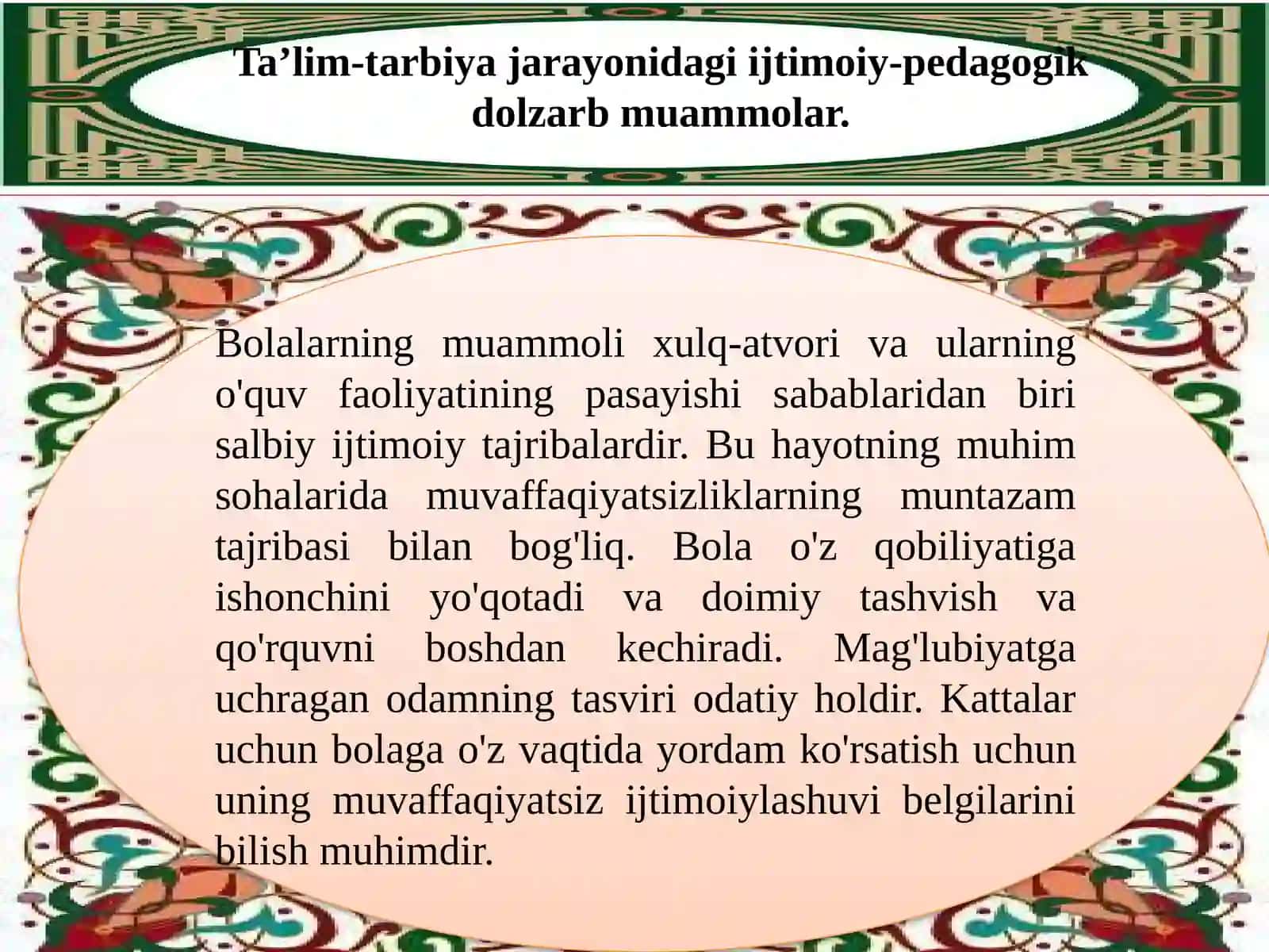 Ta’lim-tarbiya jarayonidagi ijtimoiy-pedagogik dolzarb muammolar 3