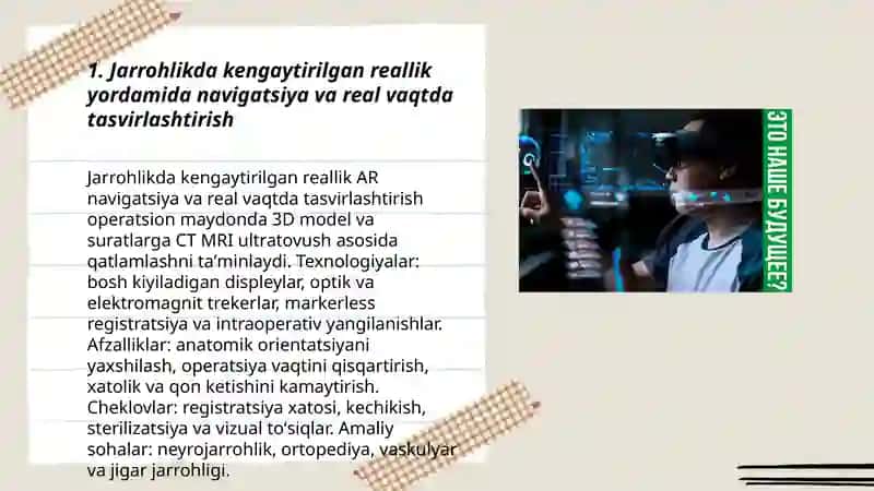 Virtual reallik va kengaytirilgan reallik texnologiyalarining tibbiyotda qo‘llanilishi 3