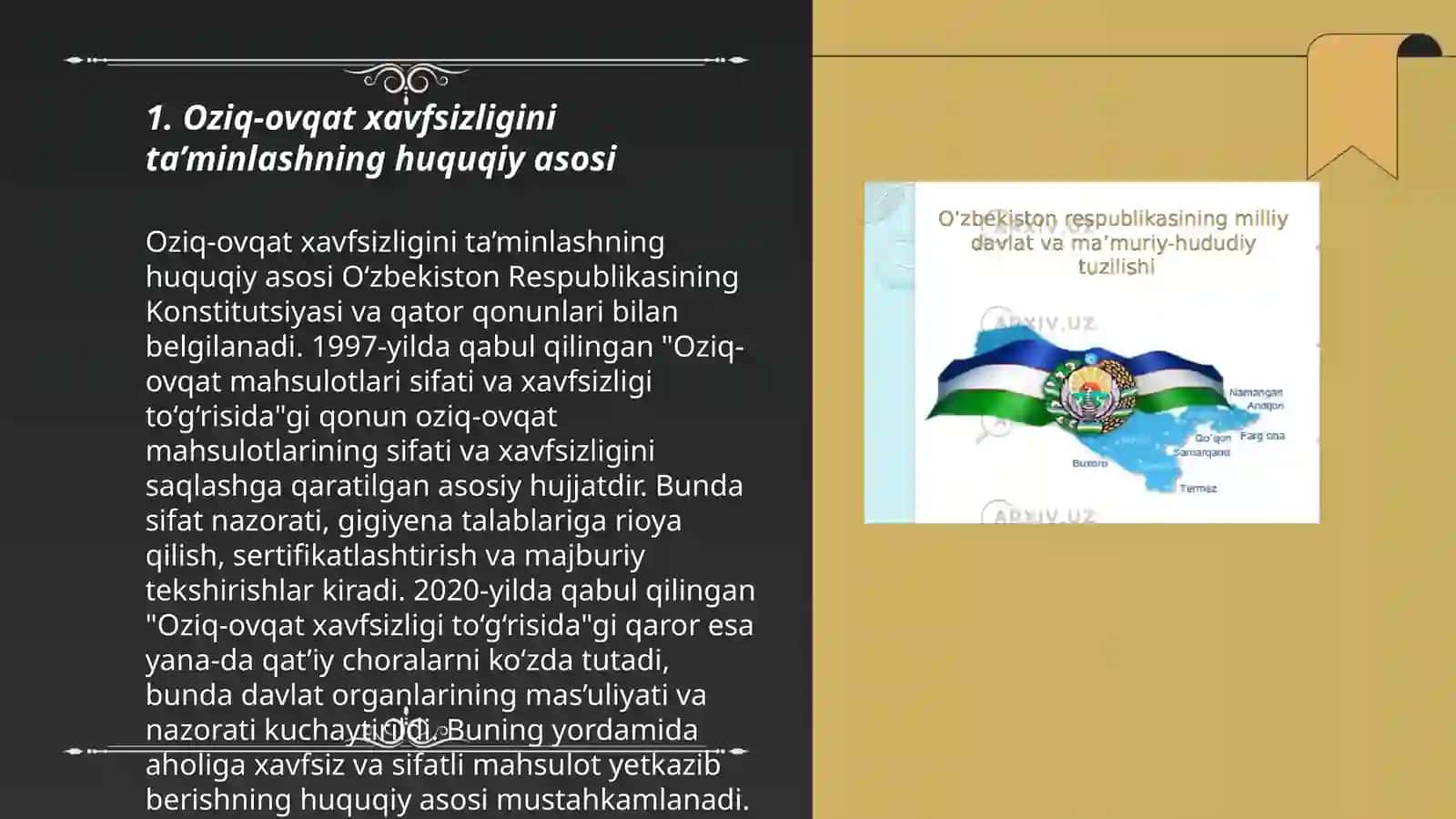 O'zbekiston Respublikasi oziq-ovqat xafsizligini taminlashning asosiy yo'nalishlari 3