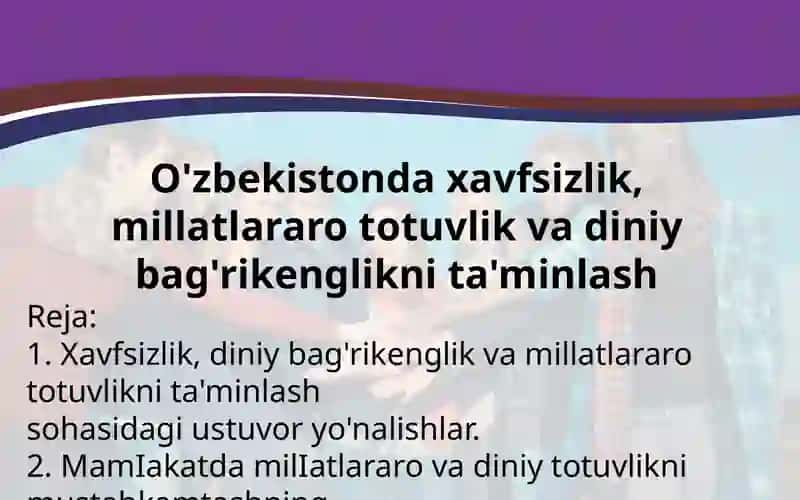 O'zbekistonda Millatlararo Munosabatlar va Diniy Bag'rikenglik 3