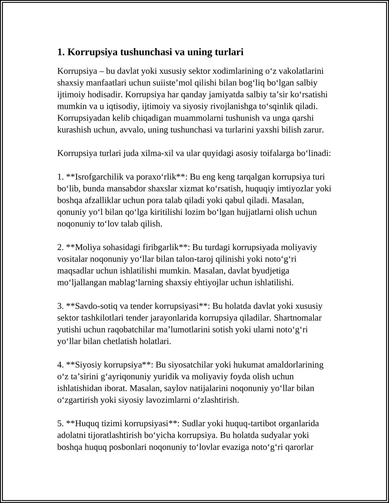 Oʻzbekiston Respublikasi "Korrupsiyaga Qarshi Kurashish To'g'risida"gi Qonuning Mazmun-Mohiyati 3