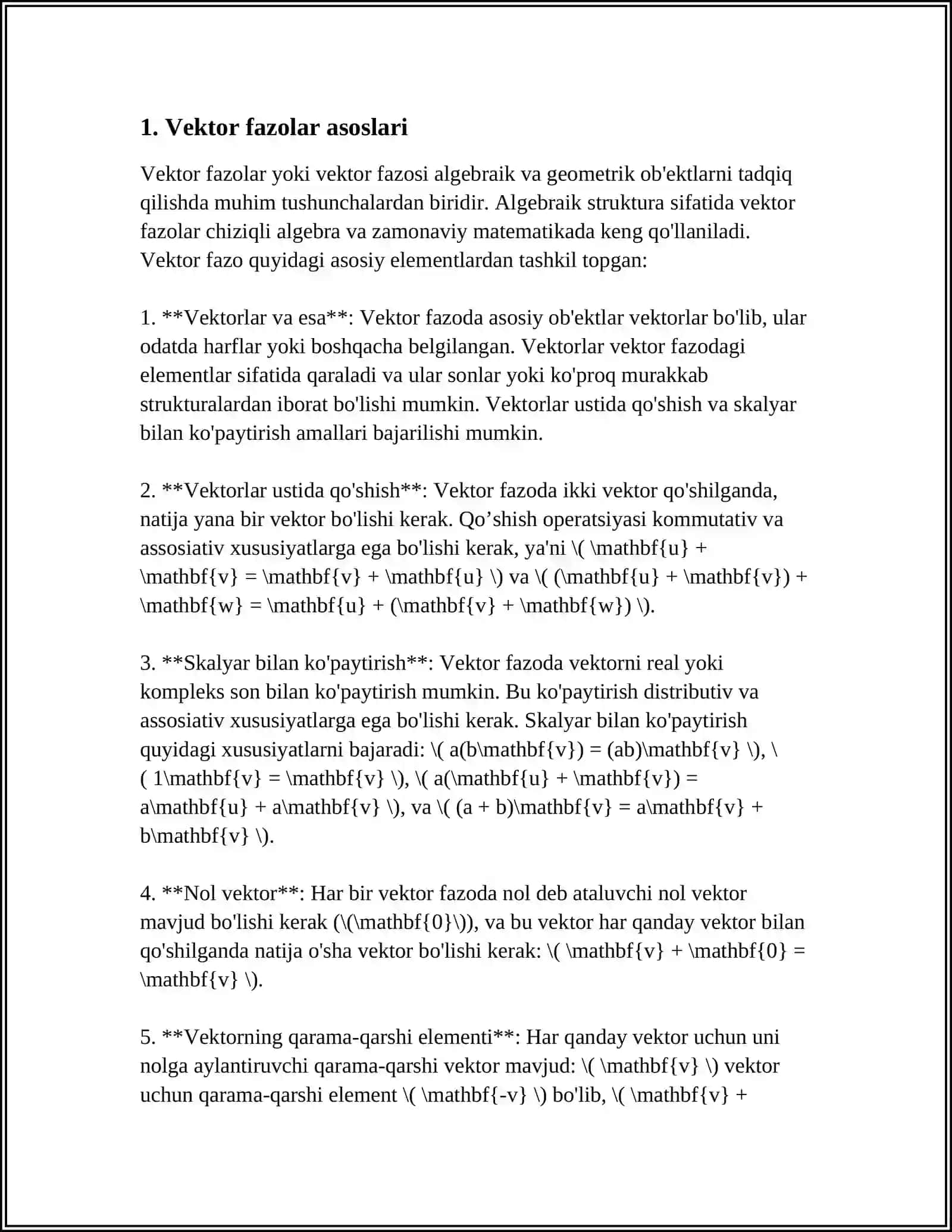 N O‘LCHAMLI VEKTOR FAZOLAR 3