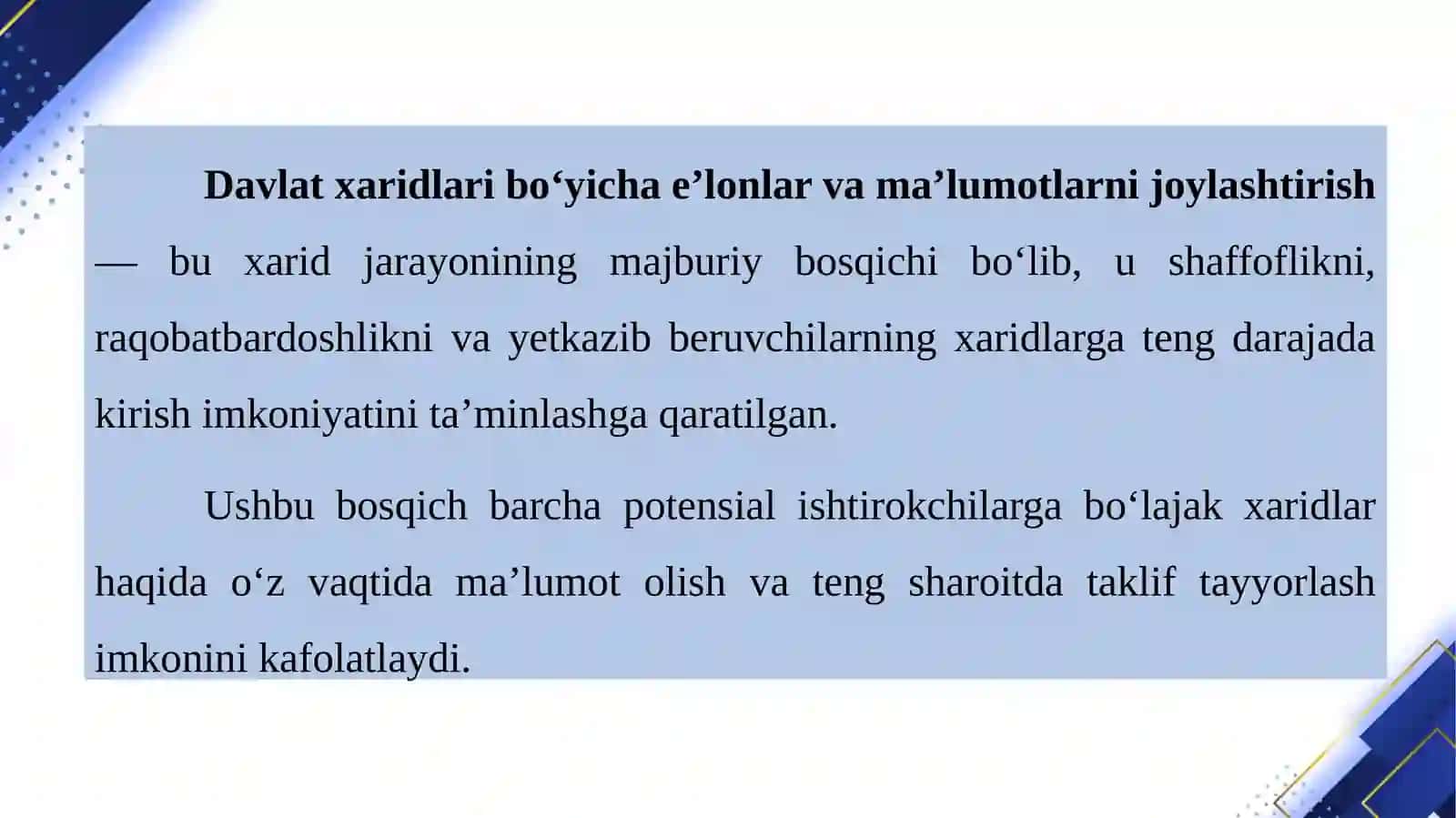 Xarid so‘rovi va ishtirokchilarga talablarni yetkazish mexanizmi 3