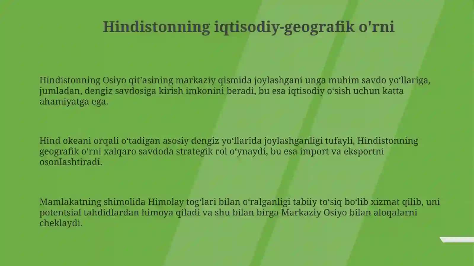 Hindistonning iqtisodiy-geografik o'rni,tabiiyresurslari,aholisivaxo‘jaligi 3