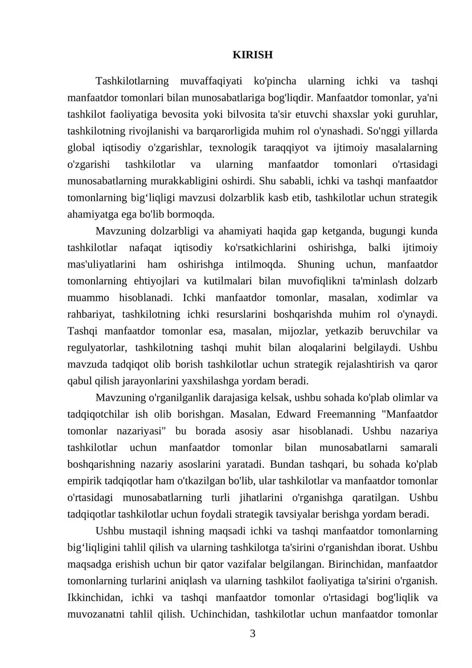 Ichki va tashqi manfaatdor tomonlar manfaatdor tomonlarning bigʻliqligi 3