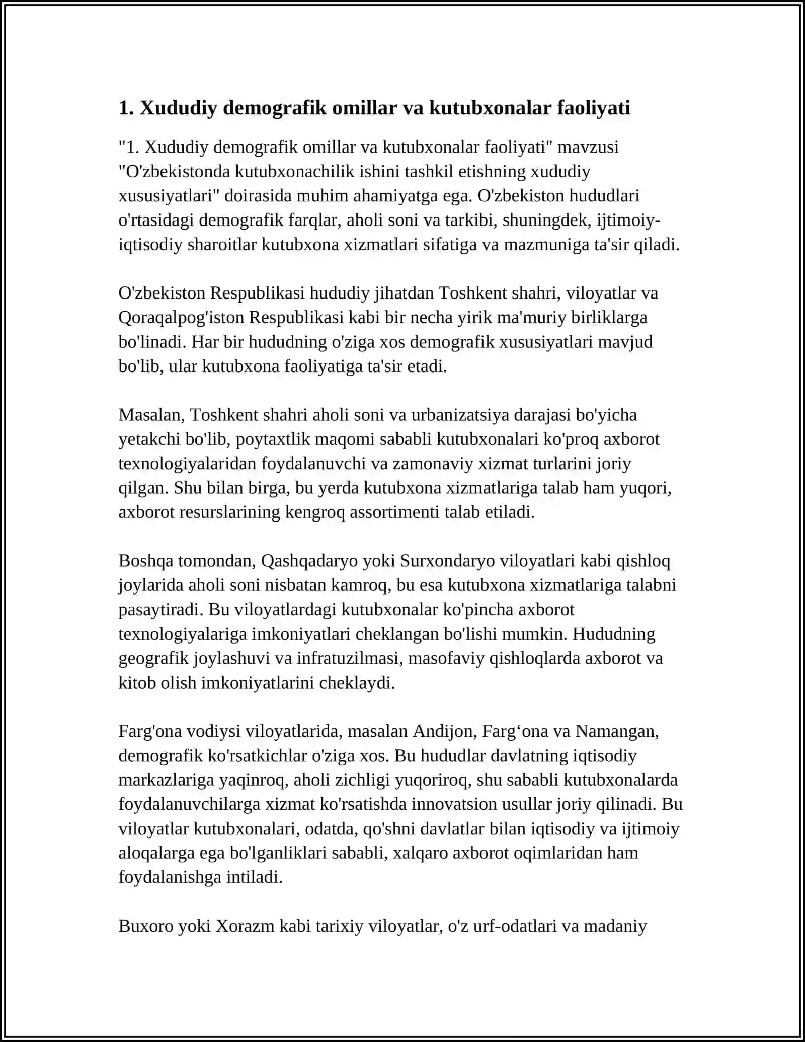 O'ZBEKISTONDA KUTUBXONACHILIK ISHINI TASHKIL ETISHNING XUDUDIY XUSUSYATLARI 3