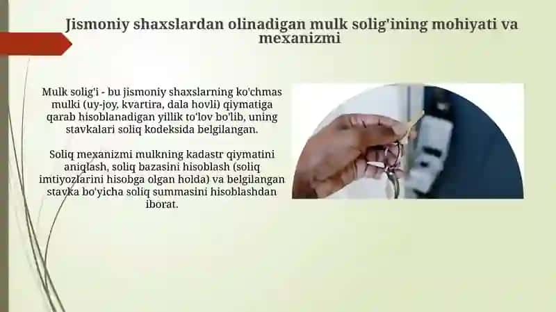 Jismoniy shaxslardan olinadigan mulk solig'ining mohiyati va mexanizmi 3