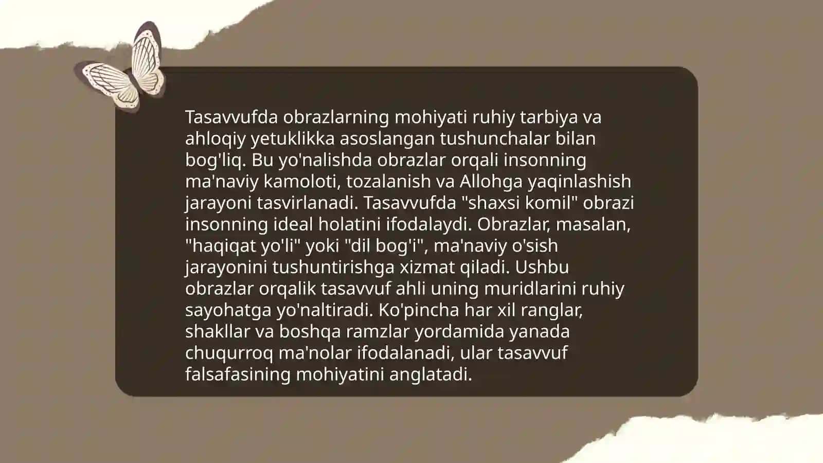 Tasavvufda obrazlar-badiiy obrazlarning ajralmas qismi sifatida 3