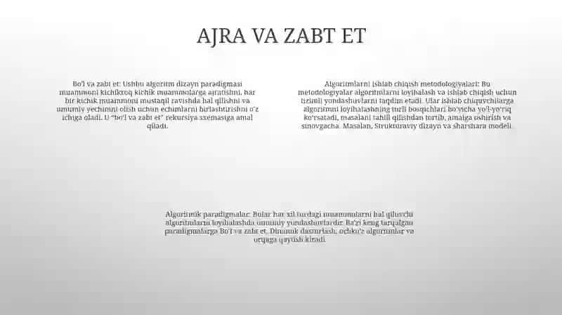 Algaritimni Ishlab Chiqish Metodlari 3