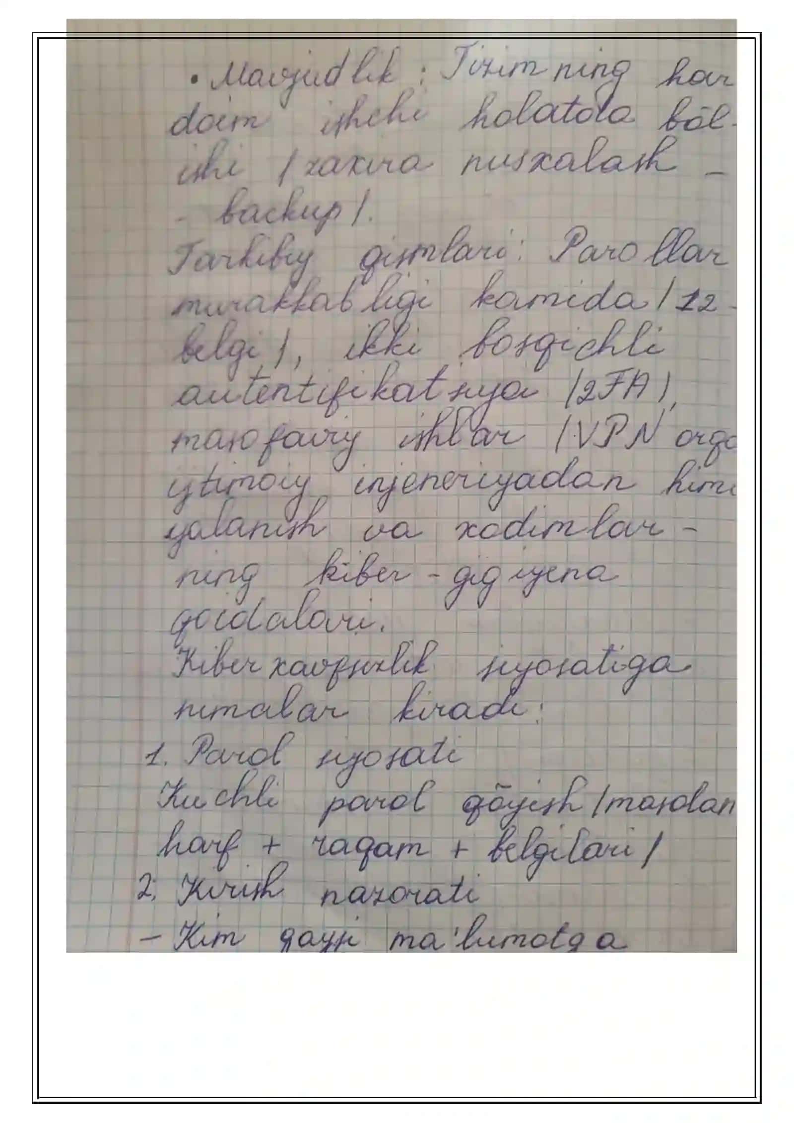 KIBERXAVFSIZLIK ASOSLARI FANIDAN MA`RUZA 3
