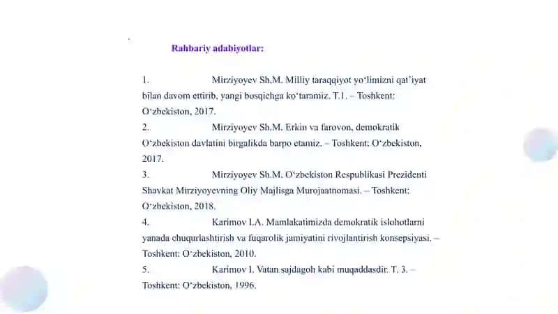 Iqtisodiy islohotlar, xususiy mulkchilikning shakllanishi. O‘zbekistonda bozor munosabatlarining rivojlanishi 3