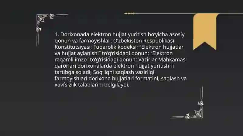 Elektron hujjatlar yuritish bo‘yicha me’yoriy hujjatlar 3