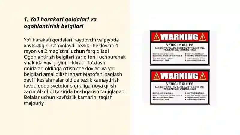 Yo‘l harakati qoidalari va ogohlantirish belgilari 3