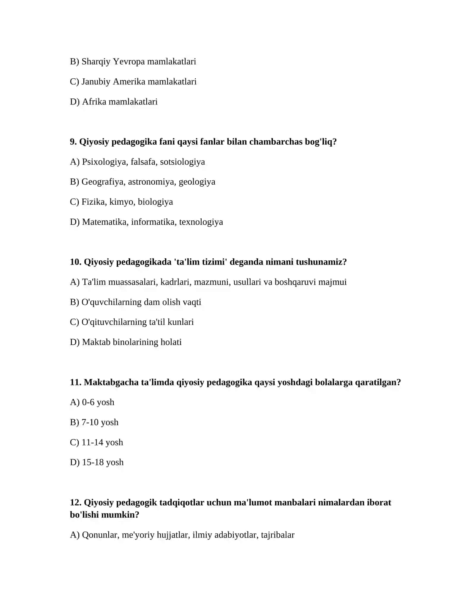 MAKTABGACHA TAʼLIMDA QIYOSIY PEDAGOGIKA FANINING MAZMUNI VA MOHIYATI, PREDMETI 3