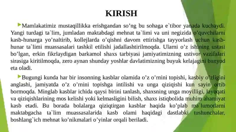 O‘QUVCHILARNI KASBGA YO‘NALTIRISHDA PEDAGOGIK DIAGNOSTIKA 3