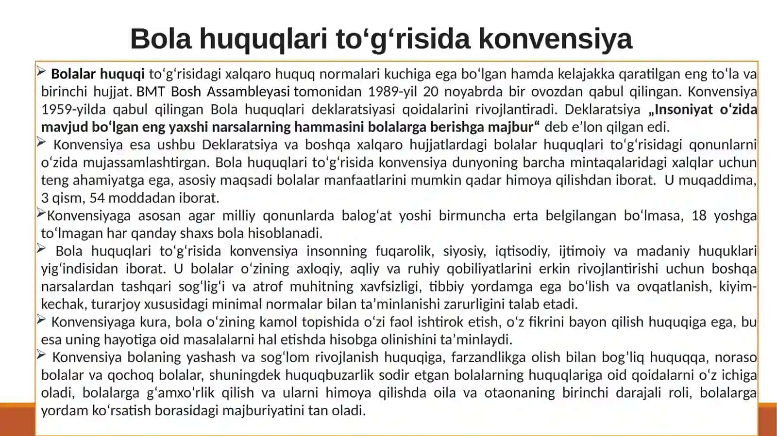 Bola huquqlarini himoya qilishga oid xalqaro xujjatlar va milliy mexanizmlar 3