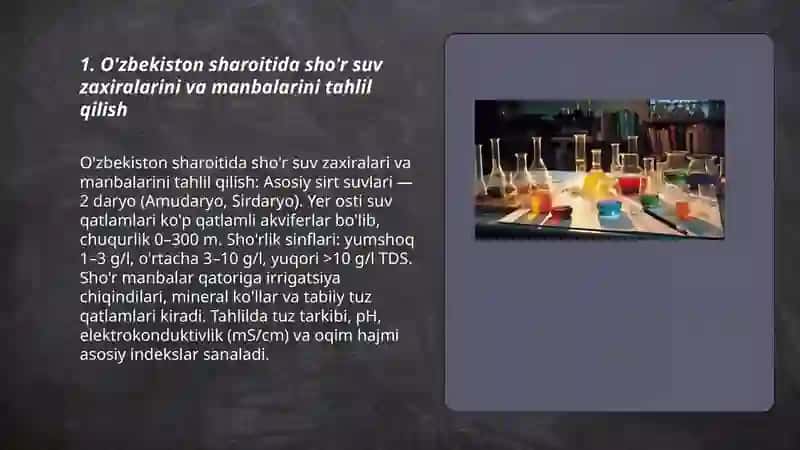 O'zbekiston sharoitida sho'r suvlarni chuchuklashtirish g'oyasini yaratish 3
