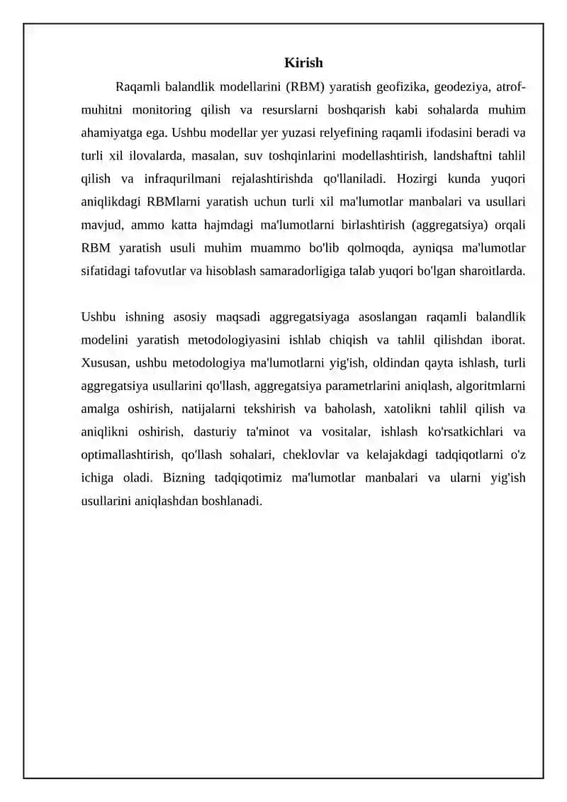 Aggregatsiyaga asoslangan raqamli relyef modelini yaratish metodologiyasi 3
