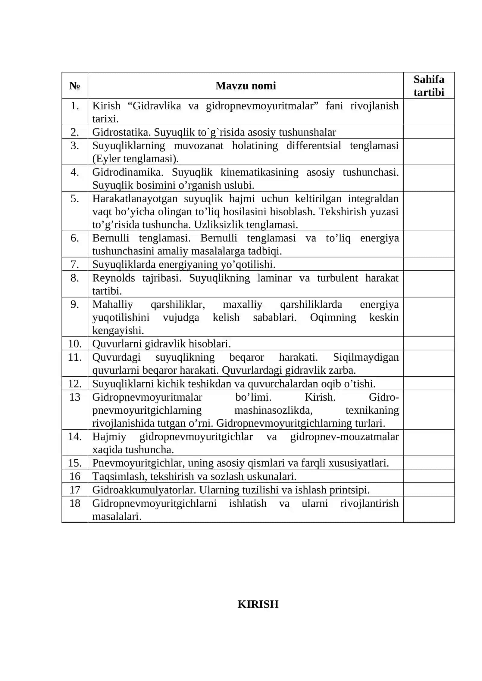 Kirish "Gidravlika va gidropnevmoyuritmalar" fani rivojlanish tarixi 3