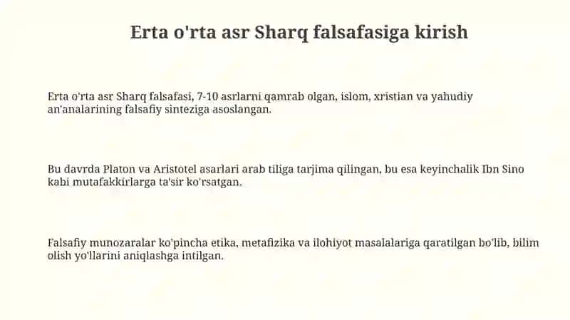 Ilk oʻrta asr Sharq falsafasi va uygʻonish davri 3