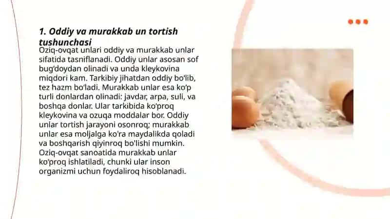 Oddiy va murakkab un tortishning nazariy asoslari 3