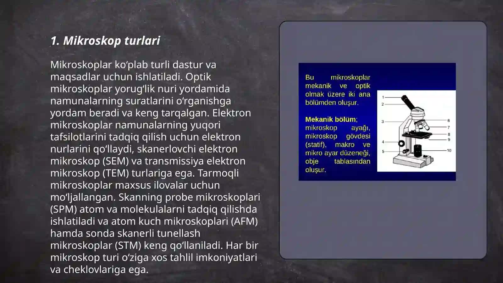 Mikroskop. Miksorkop bilan ishlash qoidasi.Vaqtinchalik preparatlar tayorlash 3