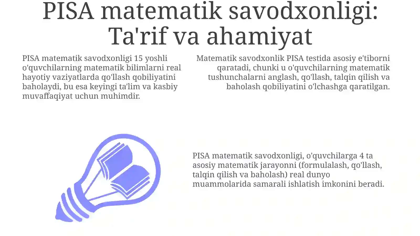 PISA xalqaro baholash dasturida matematikaga oid mazmun sohalari 3