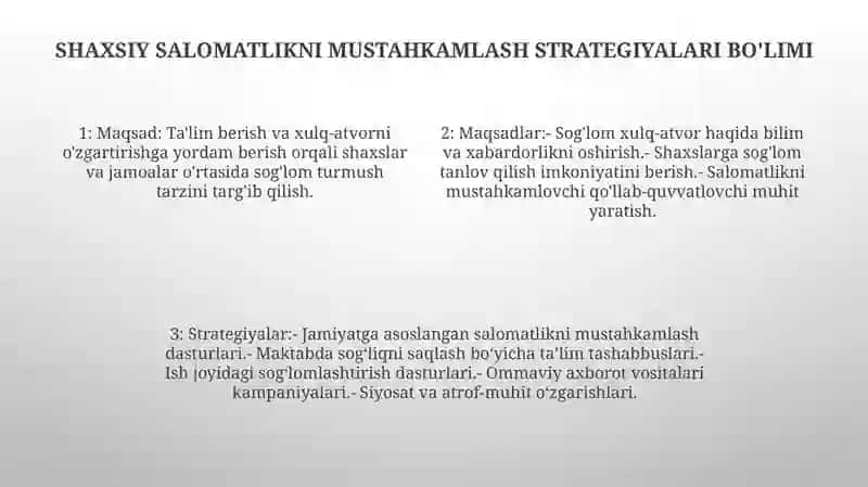 Aholi Orasidagi Sog'Lom Turmush TarziniTarg'IbQilish 3